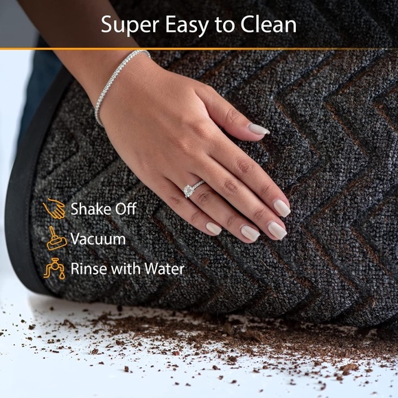 Perfecttooo Door Mat, Outdoor Mat Heavy Duty (Deep Grey Waves) 29.5” x 17" - Picture 5 of 6